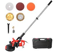 Ponceuse à Béton 3800W 6 Vitesses, max 5000 tr/min, 4 Meules, Meuleuse à Béton Sol Professionnelle Diamant Ø180mm, Manche Long avec Capot Aspiration Antipoussière pour Décapage Béton Colle Carrelage