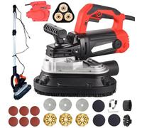 Ponceuse à Béton Électrique, Meuleuse de Surface Portative à 6 Vitesses avec Tête Triangulaire, Machine Multifonction pour Polissage Mur et Sol, Coins, Bords et Finitions Vacuum+Pole