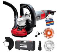 Ponceuse à béton / Meuleuse à béton 1500 W FANZWORK - Kit complet avec disque diamant et capot d’aspiration (125 mm+)