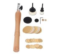 Ponceuse à Bol à Main, Poignée en Bois Kit Ponceuse à Bol Outil de Ponçage avec Disques de Ponçage 50pcs-Poignée Confortable et Double Tête de Roulement Outil à Main pour le