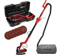 Ponceuse à col long Lehmann, ponceuse pour cloisons sèches, ponceuse mur/plafond, 1800 watts, Ø 225 mm, système d'aspiration, avec LED, 6 disques abrasifs et coffret inclus