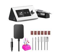 Ponceuse à ongles, 35000 tr/min électrique perceuse à ongles manucure Machine for main et pied réparation Cutter ensemble Gel polisseuse équipement de Salon Pour usage domestique(White-Set)