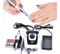 Ponceuse à ongles électrique - Lime à ongles - Kit de pédicure - 3500 tr/min - Vitesse réglable - Avec pédale - Pour salon de manucure / manucure DIY - Noir (32 W)