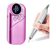 Ponceuse à ongles électrique portable avec 6 forets à ongles et bandes abrasives, machine à ongles pour ongles en gel, coupe et polissage, rose