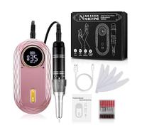 Ponceuse à ongles, Perceuse à ongles électrique 35000 tr/min, écran LCD professionnel Portable tout for outil de manucure, ensemble d'art d'ongles rechargeable Pour usage domestique(Pink Package B)
