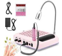 Ponceuse à Ongles Professionnelle 4 en 1 avec Aspirateur à Ongles 80W, Machine de Manucure Électrique 25000 Tr/min avec Lampe LED et Repose-Main, pour Ongle Gel, Acrylique et Salon