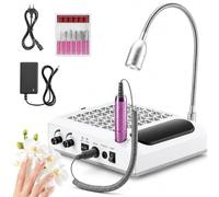 Ponceuse à Ongles Professionnelle 4 en 1 avec Aspirateur à Ongles 80W, Machine de Manucure Électrique 25000 Tr/min avec Lampe LED et Repose-Main, pour Ongle Gel, Acrylique et Salon