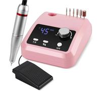 Ponceuse à ongles professionnelle 45000 tr/min avec grand écran LCD, polisseuse électrique for manucure et nail art(Pink Set,UK)