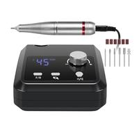 Ponceuse à ongles professionnelle 45000 tr/min avec grand écran LCD, polisseuse électrique for manucure et nail art(Black Set,EU)