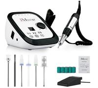 JCMASTER Ponceuse pour Ongles Professionnelle, 35000 tr/min Lime à Ongles Électrique avec Pédale + 6 Embouts Set Manucure Pédicure pour Retirer le Vernis/Gel/Cuticules (Noir)