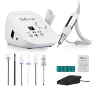 JCMASTER Ponceuse pour Ongles Professionnelle, 35000 tr/min Lime à Ongles Électrique avec Pédale + 6 Embouts Set Manucure Pédicure pour Retirer le Vernis/Gel/Cuticules