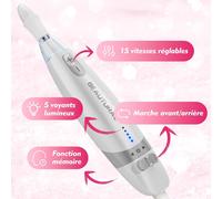 Ponceuse À Ongles Professionnelle,Kit De Manucure Électrique Avec 10 Accessoires,20 Bandes Abrasives,Étui Et Lumière Led
