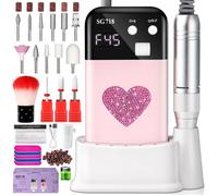 Ponceuse à ongles rechargeable 45 000 tr/min, lime électrique pour modeler, retirer et polir les ongles en gel-Rose