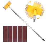 Ponceuse à perche pour cloison sèche, ponceuse murale sèche de 190 cm avec tige d'extension et 5 pièces de papier abrasif à 360 degrés pour sols, murs, plafonds
