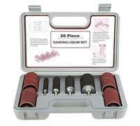 Ponceuse À Tambour Kit, 20Pcs 1/2" 3/4" 1" 1-1/2" Diamètre Broche en Caoutchouc+Cylindre de Papier de Verre Manchons de Ponceuse Avec Étui de Rangement, pour Perceuse À Colonne, Polisseuse