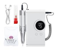 Ponceuse de manucure rechargeable de 14 cm, taille compacte, 2 têtes remplaçables, idéale pour les voyages et les techniciens professionnels