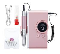 Ponceuse de manucure rechargeable de 14 cm, taille compacte, 2 têtes remplaçables, idéale pour les voyages et les techniciens professionnels