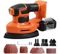 Ponceuse électrique sans fil, ponceuse de détail 20 V avec boîte à poussière, 6 accessoires de détail supplémentaires, 24 papiers abrasifs, compatible avec Makita batterie au lithium (sans batterie)