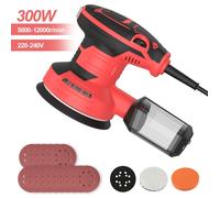 Ponceuse Excentrique 125 mm Ponceuse Orbitale Filaire 300 W avec Bac à Poussière et 16 Disques Abrasifs 6 Vitesses pour Bois l’acier