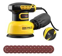 Ponceuse Excentrique 125mm 300W 12000RPM - Vitesse Variable - Collecteur De Poussière - 5 Disques Abrasifs + Éponge + Laine