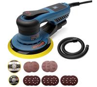 Ponceuse excentrique 5,0 mm course de ponçage 360-400W Ponceuse excentrique sans balais à vitesse variable avec disques de ponçage 125mm & 150mm pour le bois