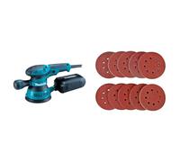 Ponceuse excentrique à variateur 300 W Ø 125 mm - MAKITA BO5041 & Disque de Ponçage 100pcs SPTA Disques Abrasifs 40/80/120/180/320/600/800/1000/1500/2000 Grain Taille