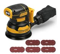 Ponceuse Excentrique Compatible avec Dewalt 20 V batterie, 125 mm Ponceuse Orbitale aléatoire sans fil avec 3 vitesses, 21 Disques Abrasifs, Ponceuse orbitale 7000-11000 tr/min (San Batteries)