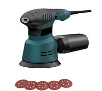 Ponceuse excentrique filaire 300W, Ponceuse Orbitale ponceuse de détail avec Cordon d'alimentation 1.8m, Système de Collection de Poussière,5 PCS Feuilles Abrasives pour Surfaces en Bois et Acier