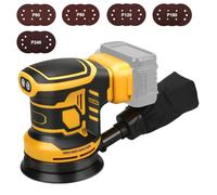 Ponceuse Excentrique pour Dewalt 18 V, 20 V batterie, 125mm, 6 vitesses, Ponceuse orbitale 9700-19000 tr/min, Livrée avec 15 Disques Abrasifs, idéale pour le travail du bois professionnel