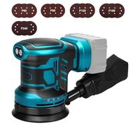 Ponceuse Excentrique pour Makita 18 V batterie, 125mm, 6 vitesses, Ponceuse orbitale 9700-19000 tr/min, Livrée avec 15 Disques Abrasifs, idéale pour le travail du bois professionnel