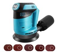 Ponceuse Excentrique pour Makita 18V Batterie, 125 mm Ponceuse Orbitale aléatoire sans fil, 3 vitesses 7000-11000pm avec récipient de capture de poussière et 20 papier de verre (San Batteries)