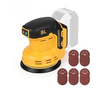 Ponceuse excentrique sans fil compatible DeWalt, 125 mm, sans charbon, 9 700 - 19 000 tr/min - Incl. 25 feuilles abrasives et système d'aspiration ; pour ponçage, polissage, métal et bois