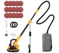 Ponceuse girafe 1200 W avec système de collecte de poussière, 5 vitesses réglables, lumière LED, poignée télescopique, aspiration réglable, 12 disques de ponçage, convient pour murs, pop-corn et