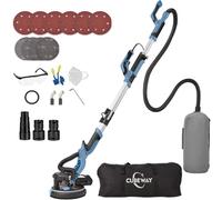 Ponceuse Girafe 750W Professionnelle avec Système de Vide Automatique et Lumière LED, Ponceuse Murale et Plafond Télescopique, Diamètre 215 mm, 7 Vitesses 900-1800 tr/min (bleu)