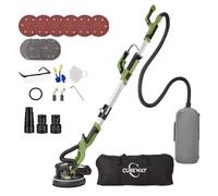 Ponceuse Girafe 750W Professionnelle avec Système de Vide Automatique et Lumière LED, Ponceuse Murale et Plafond Télescopique, Diamètre 215 mm, 7 Vitesses 900-1800 tr/min (vert)