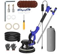 Ponceuse Girafe 950W Avec Aspiration Sans Poussière - 220mm, 800-2100RPM, Perche Télescopique 1,2-3,2m, Lumière LED 360°, Tuyau 4m