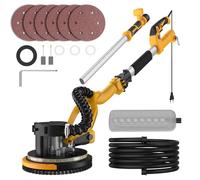 Ponceuse Girafe avec Aspirateur 880W,Électrique Pliable Ponceuse Murale Aspiration,5 Niveaux Vitesses 2100RPM Vitesse,Dépoussiérage Automatique,LED Polisseuse Meuleuse Plafond Manche Télescopique