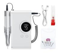 Ponceuse manucure rechargeable 14 cm taille compacte sans fil Blanc | Embout à tige de 2,35 mm, têtes interchangeables, poignée ergonomique, facile à transporter pour salon à domicile et