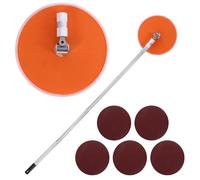 Ponceuse murale à tête ronde radiale pour cloison sèche - Rotation à 360 degrés - Avec 5 feuilles abrasives - Grain 80, 120, 150, 180, 240 - Outil de ponçage pour murs et plafonds - Orange
