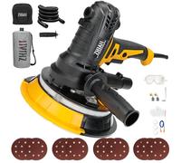 Ponceuse murale pour cloisons sèches 900W,1400-2700RPM,Poignée télescopique | 5 Niveaux Vitesses,grosse et fine abrasion,Lumière LED,Sac à Poussière et Tuyau et 12 Disques de Ponçage