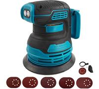 Ponceuse orbitale à mouvements aléatoires sans balai pour compatible avec batterie Makita 18V, ponceuse électrique sans balai à mouvements aléatoires à prise de 5 pouces avec 20 pièces de papier