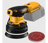 Ponceuse orbitale aléatoire sans fil compatible avec batterie Dewalt 20 V, ponceuse orbitale électrique à palme avec collecteur de poussière, 5 vitesses variables, pour ponçage, polissage, travail du