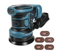 Ponceuse Orbitale Aléatoire sans Fil Compatible avec Batterie Makita 18V, 6 Vitesses 21000RPM, 125mm Ponceuse Excentrique sans Fil avec 25 Pièces de Glisser et Récipient de Capture de Poussière