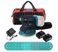 Ponceuse orbitale sans fil avec batterie 2 x 4,0 Ah et chargeur, kit de ponçage électrique sans balais de 5" avec collecteur de poussière, papiers abrasifs, 7000-11000 OPM, ponceuse de palmier