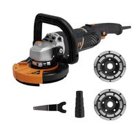 Ponceuse pour béton 1500W, MAXXT Ensemble de meuleuse d'angle 1000-8500 tr/min 7 réglages de vitesse, Ponceuse pour béton avec garde amovible (comprend 2 disques de ponçage diamantés 125 mm)