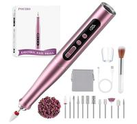 Ponceuse pour ongles électrique professionnelle 35000 tr/min sans fil - Lime à ongles électrique pour gel & acrylique, manucure & pédicure, écran LCD, USB-C, 12 embouts + 36 bandes