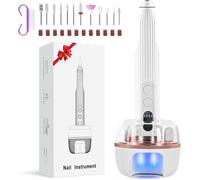 Ponceuse pour Ongles Professionnel Électrique Lime：Kit de Manucure Pédicure Électrique Portable Sans Fil 12 en 1 Avec Lampe UV