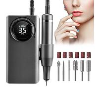 Ponceuse pour Ongles Professionnel Manucure Pédicure Electrique 35000 RPM avec 6 Drill Bits et Affichage de LCD pour Acrylic Nails Natural Extension Gel Nails Polish Cuticle pour Salon