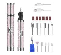 Ponceuse pour Ongles Professionnelle, 20000 tr/min, Kit de Manucure Pédicure Rechargeable Vitesse Réglable, Fraise à Ongles, avec 12 têtes de Broyage