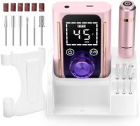 Ponceuse Pour Ongles Professionnelle Rechargeable 45000 Rpm, Contrôle À Ecran Tactile, Durée De Vie De La Batterie 15h, Pour Manucure/Pédicure/Sculpture/Polissage, Rose